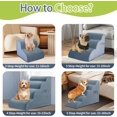 thumbnail image 4 of 5-Step Fleece-Grey Dog Stairs for 24"-30 Inch Couch Bed, Non-Slip Sturdy Ramp, Gray, 4 of 6
