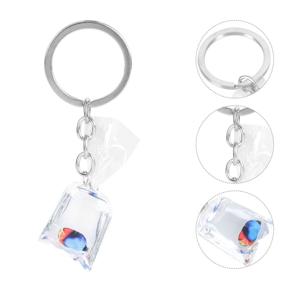 Raindrops Fashionable Key Ring 1Pack Resin Metal Transparent Colorful Fish Tank Keychain