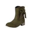 thumbnail image 2 of FRSASU Women's Fashionable Casual Versatile Cool Winter Solid Color Bow Sleeve Boots Short Boots Thick Low Heel Ankle Boots Green, 2 of 6