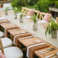 thumbnail image 3 of Burnt Orange Beige Striped Cloth Napkins, Modern Farmhouse Retro Lines Washable and Reusable Dinner Napkins Set of 4, Table Napkin for Kitchen Party Birthday Wedding Hotel Housewarming 20"x20", 3 of 8