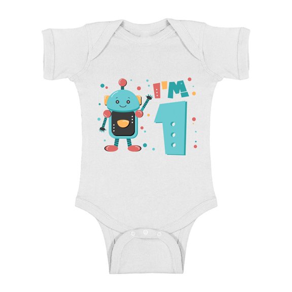 Awkward Styles Robot Birthday Party Robot Baby Bodysuit Short Sleeve Robot Gifts for 1 Year Old First Birthday Baby Bodysuit 1 Year Old Clothes My 1st Birthday Gifts for Birthday Boy Birthday Gifts