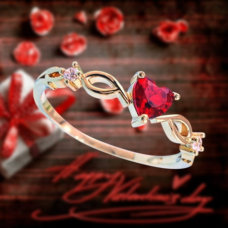 

Coappsuiop Valentines Day Gift Sets Rings Anillo Con Piedra Circonio Mujer Sortija De Dedo Con Forma De Corazón Joyería Simple A La Moda Romántico De Cumpleaños Novia