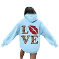 thumbnail image 4 of XIAOCHA WoMen's Hoodie Oversized Long Sleeve Hooded Pullover Soft Leopard LOVE & Red Lip Graphic Casual Daily Top, 4 of 7