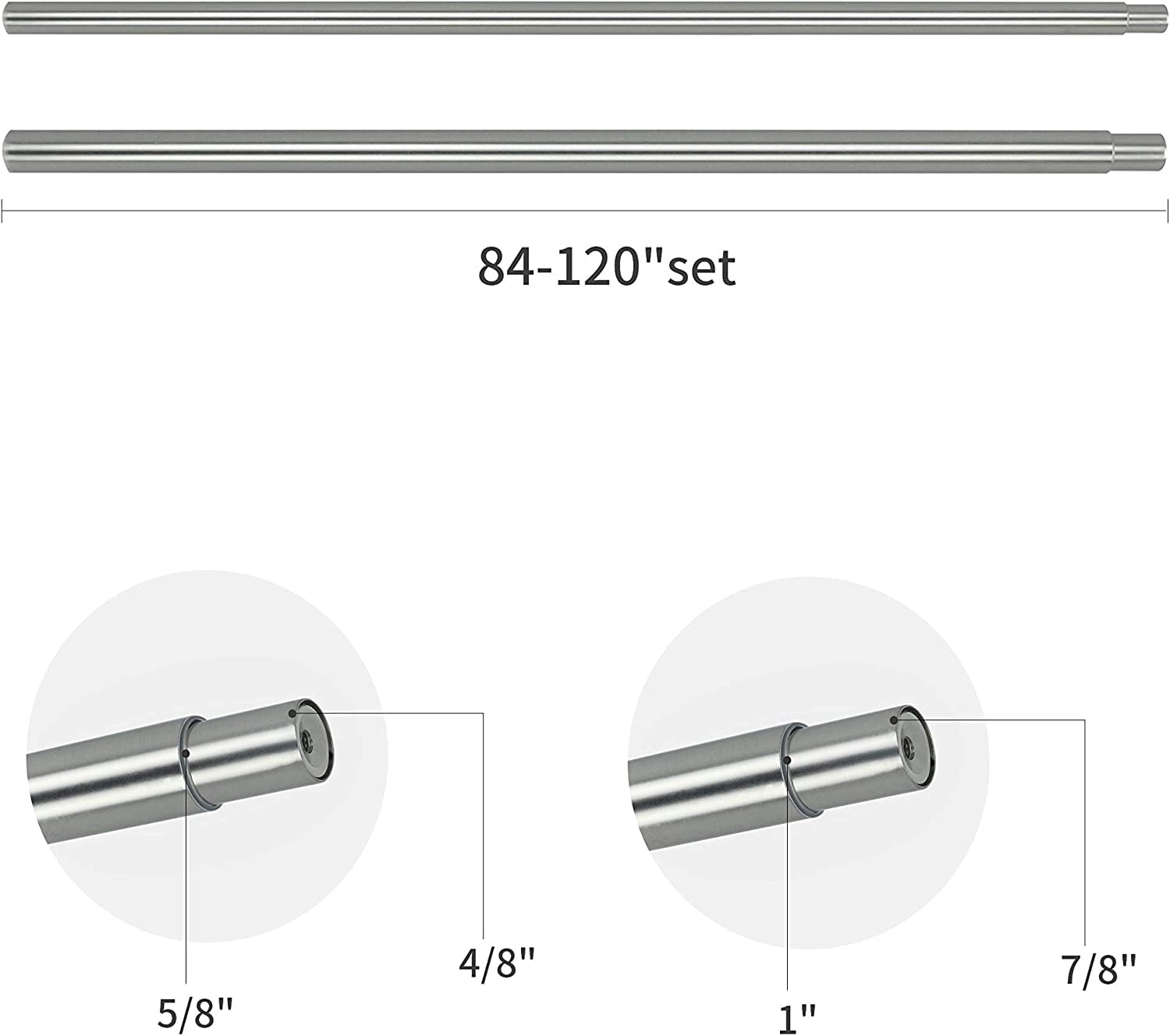 eTeckram 1" Double Curtain Rod with Trumpet Finials - 84''to 120'',Sand Nickel