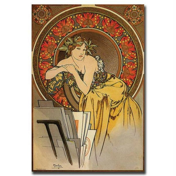 Mucha par Alphonse Mucha-Gallery Enveloppé 18X24 Toile Art