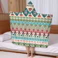 thumbnail image 5 of Teal and Orange Geometric Boho Pattern Hooded Bath Towel，50"x30" for Ages 3 To 12 Kids, Quick Dry Lightweight Soft Microfiber Hood Beach Towel Cover Up for Kids, 5 of 7