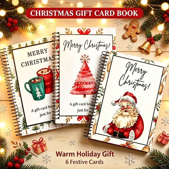 3PCS christmas gift card book for adults, Spiral-Bound Merry Christmas Gift Card Booklet, DIY Holiday Card Holder for Adults Teens Kids, Family, Friends & Students