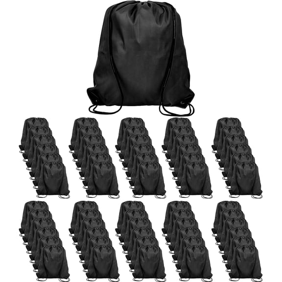 60 Pieces Drawstring Backpack Bags Sports Sackpack Bulk Cinch Gym Bag For Women Men Outdoor Sports Backpack(Black)