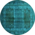 thumbnail image 1 of Ahgly Company Indoor Round Oriental Turquoise Blue Industrial Area Rugs, 3' Round, 1 of 4