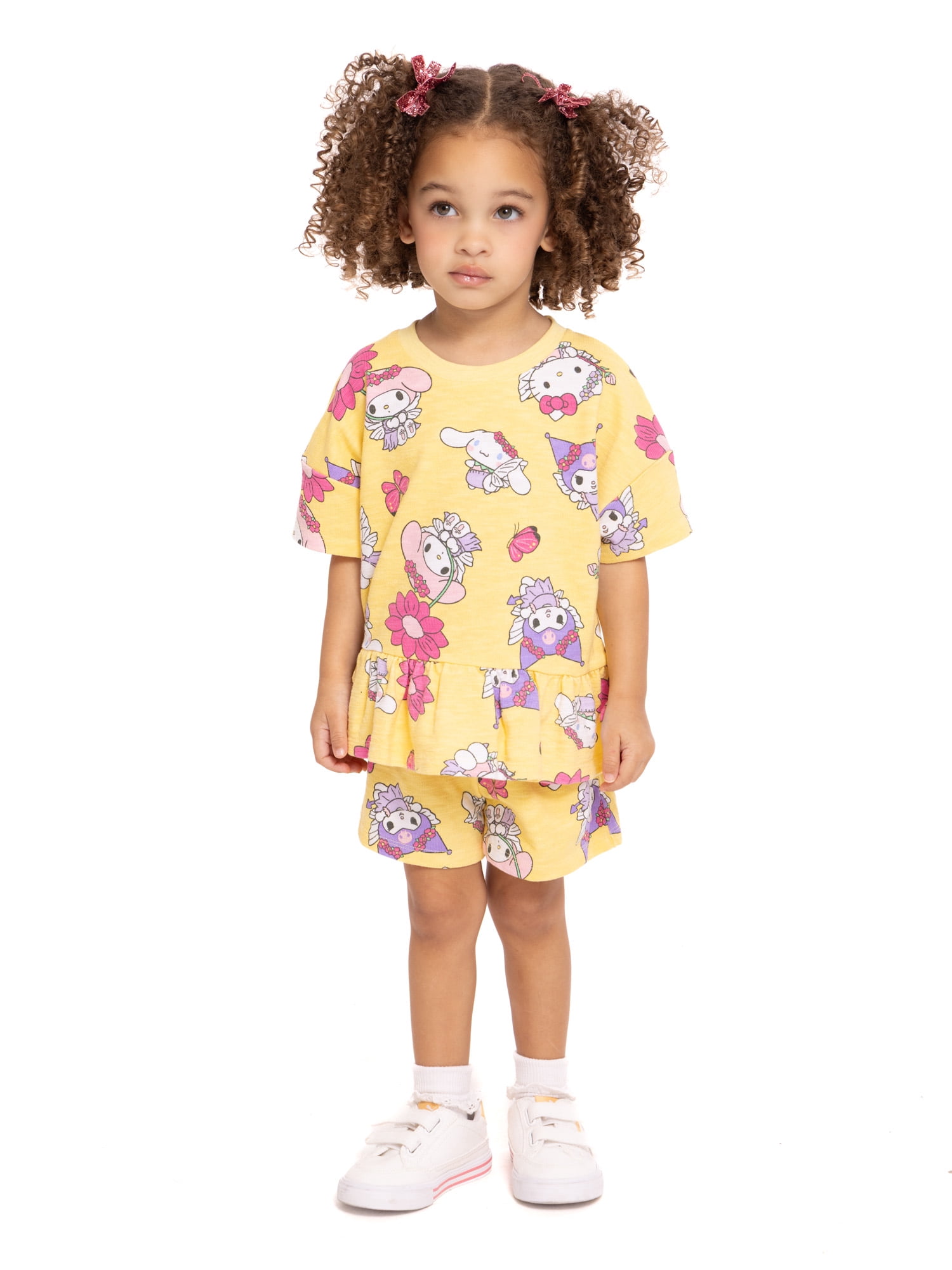 Hello Kitty and Friends Toddler Girls' Short Sleeve Graphic Tee and Matching Shorts Set, 2-Piece, Sizes 12M-5T