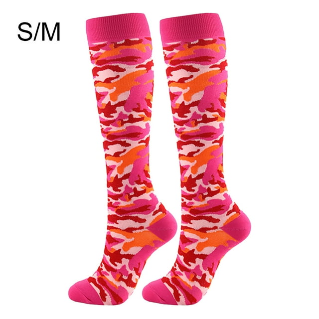 Freer Bas de Compression 20-30 mmHg Longueur Genou Bas de Sport pour Course Cyclisme Unisexe, Rouge, Camouflage, P/M