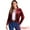 Burgundy, variant on Stylish Velvet Button-Up Long Sleeve Jacket M Black