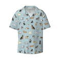 thumbnail image 2 of Lsque Cartoon Doodle Puppy print Men's Cuban Collar Short Sleeve Shirt Summer Beachwear Casual Button Down Fashionable Vacation Leisure Shirt-X-Large, 2 of 7