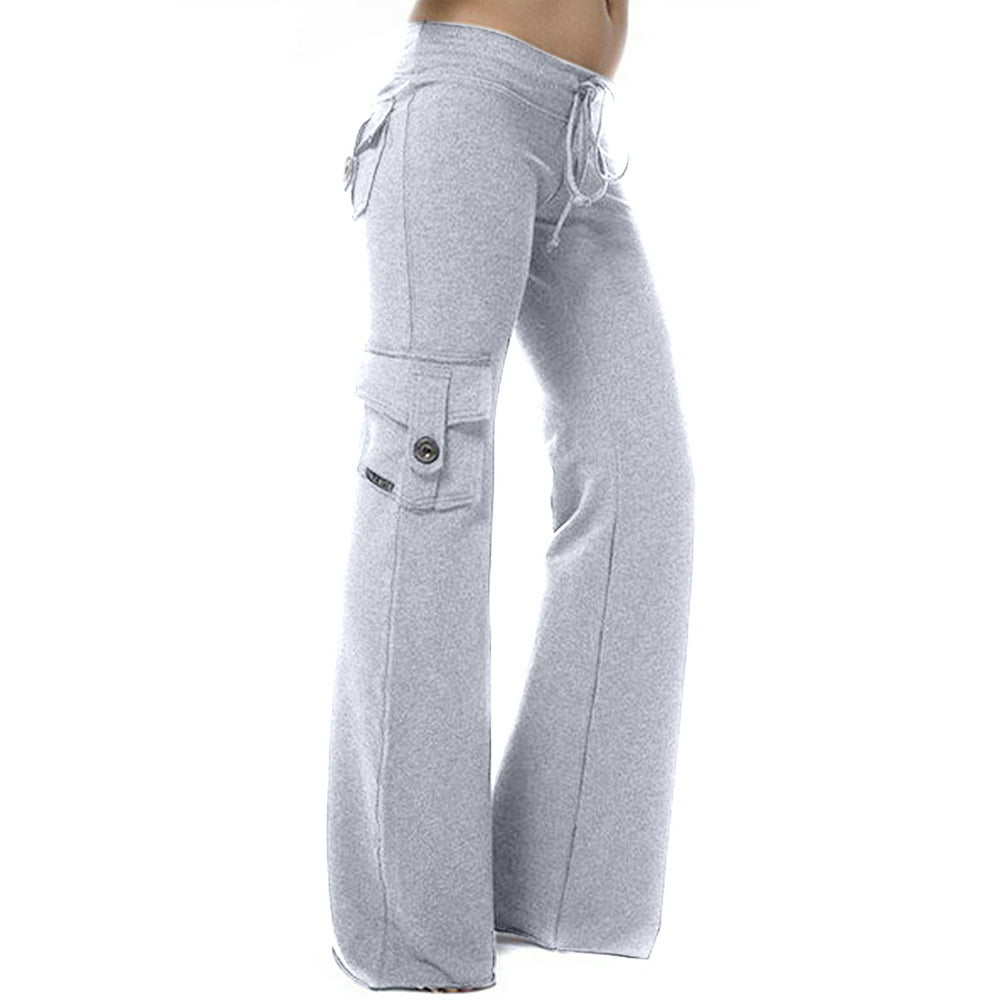 Lallc - Women's Plus Size Yoga Trouser Sports Stretchy Pockets Running Buttons Pants - Walmart