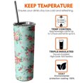 thumbnail image 6 of 20oz Pioneer Flower Skinny Tumblers Stainless Steel Tumbler with Lid and Straw,Vacuum Insulated Double Wall Travel Tumbler Cups with Cleaning Brush for Coffee,Tea, 6 of 6
