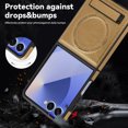 thumbnail image 6 of ELEHOLD Case for Samsung Galaxy Z Flip 7, Shockproof Magnetic Leather Phone Case with Stand, Compatibility with Mag Safe Accessories,Desertgold, 6 of 6