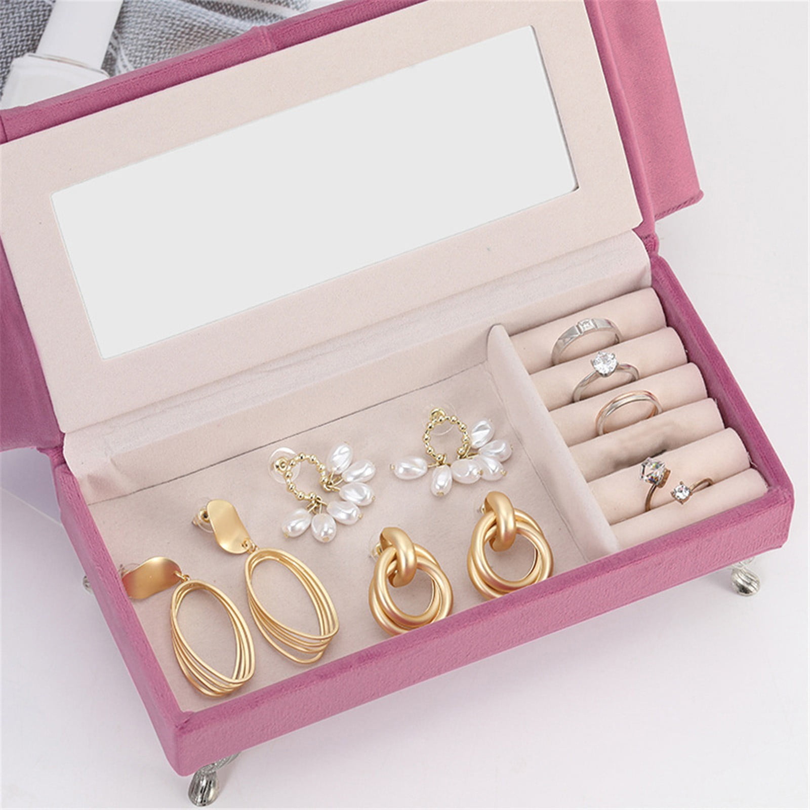 BNNG Dollhouse Furniture, Suitable For Jewelry Storage Boxes, Openable Rose Pink Sofa Jewelry Box Miniature Sofa Couch for Mini House Heart Shape Velvet Chair 1/6 Scale Mini Accessories