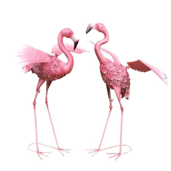 Pair of Metal Flamingos with Light