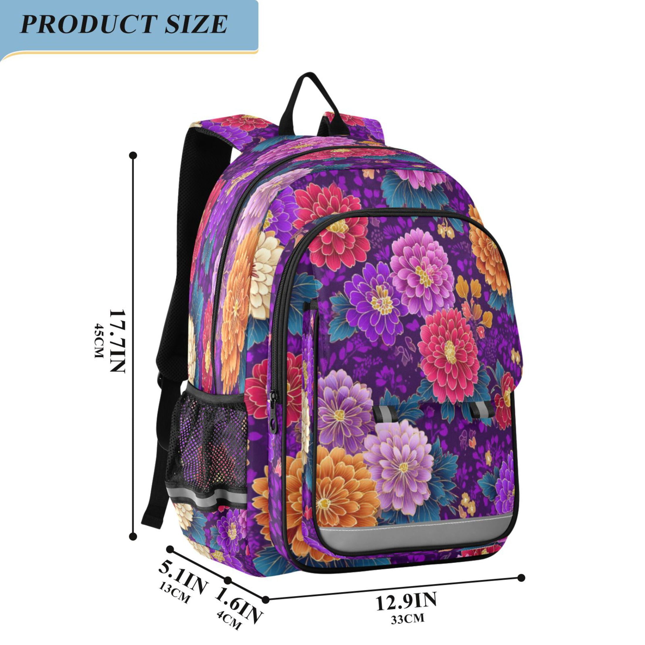 Backpack 12.9 *5.1 * 17.7 Inches Outing Backpack, Shopping Backpack, Travel Backpack Japanese Flowers
