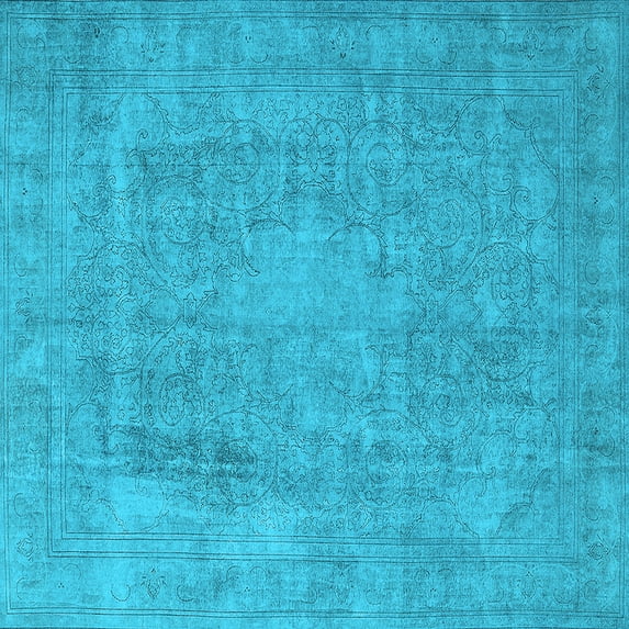 Ahgly Company Indoor Square Oriental Light Blue Industrial Area Rugs, 3' Square