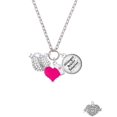 thumbnail image 2 of Delight Jewelry Silvertone Sister Banner on Clear Crystal Heart - Hot Pink Heart Nurse Strong Zoe Necklace, 2 of 4