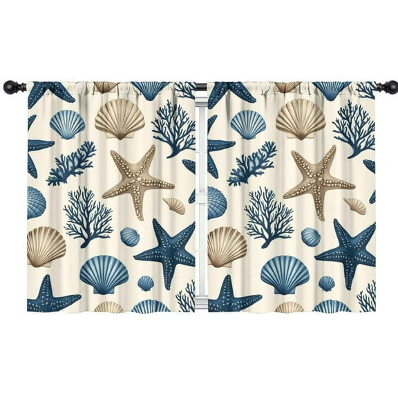 Blackout Kids Curtains,Coastal Coral Starfish Childrens Insulated Curtains Set Of 2,Bedroom Essentials,Toddler Room Decor 42x54in(106x137cm)