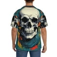 thumbnail image 3 of Gukieu Modern Hip-Hop Skull Print Men's Short-sleeved Shirts, Button-down Pocket Shirts, T-shirts, Beach Vacation Travel Summer Clothing-Medium, 3 of 5