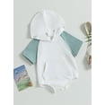 thumbnail image 3 of Arvbitana Infant Boys Girls Casual Rompers Contrast Color Short Sleeve Hooded Jumpsuits with Pocket Baby Bodysuits 0-24M, 3 of 8