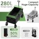 thumbnail image 3 of Wagon plegable extensible, capacidad de peso de 500LB con carro plegable de 280L de alta resistencia, vagón utilitario con ruedas todo terreno para playa y portavasos, negro, 3 of 4