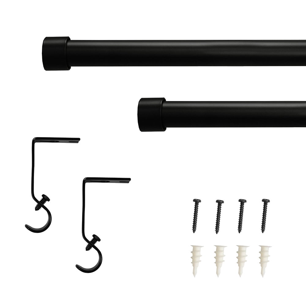 5/8" Single Curtain Rod Set with End Cap Finials 2-Pack
