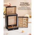 thumbnail image 6 of Enogets Jewelry Organizer with Display Windows& 3 Drawers, Jewelry Box for Girls Women Jewels(Black + Gold), 6 of 10