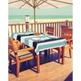 thumbnail image 2 of Hokiten Outdoor Tablecloths with Umbrella Hole & Zipper, Turquoise Navy Blue Striped Tablecloth Rectangle 60x84 Inch, Farmhouse Stripe Art Waterproof Table Cloth, Patio/Pool/Picnic Table Covers, 2 of 7