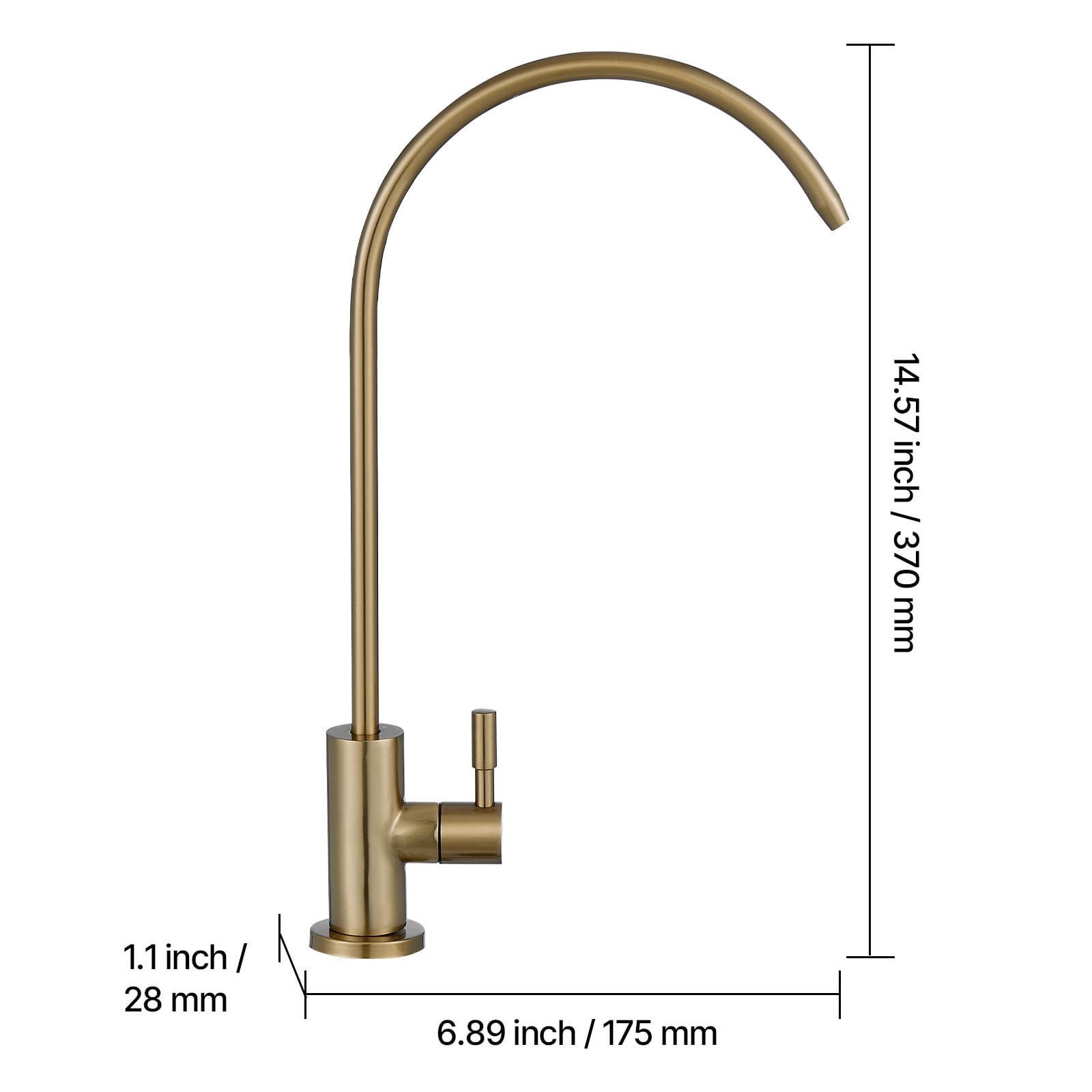 Drinking Water Filter Faucet, 304 Stainless Steel with Lead-Free Brass Valve, 360° Swivel Gooseneck, O-Ring Seal, Compatible with RO Systems for Kitchen RV