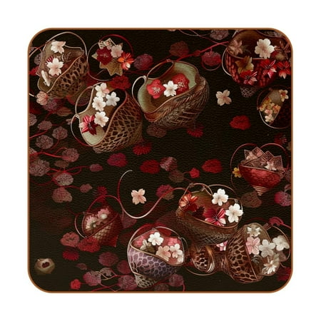

Coasters Tabletop Protection Mat Cups Place Mats for Home Decor 6-Pc Brown Flowers and Animals