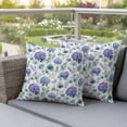 thumbnail image 4 of Blue Purple Pillow Covers 2 Pack Hydrangea Eucalyptus Leaves Country Farmhouse Pillowcase Waterproof Outdoor Throw Pillow Cover for Patio Garden Square Cushion 26”x26”, 4 of 9