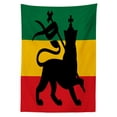 thumbnail image 3 of Ambesonne Rasta Tablecloth Rectangular Table Cover, Lion Reggae Striped Flag Art, 52"x70", Yellow Black, 3 of 4