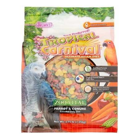Brown's Tropical Carnival ZOO-Vital Parrot & Conure Bird Food, 2.75 Lb