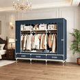 thumbnail image 4 of Portable Closet Wardrobe, 59-Inch Clothes Organizer with 3 Hanging Rods ,3 Shelves and 3 Drawers, Non-Woven Fabric Cover, Large Capacity Storage for Bedroom and Living Room ,Blue., 4 of 11