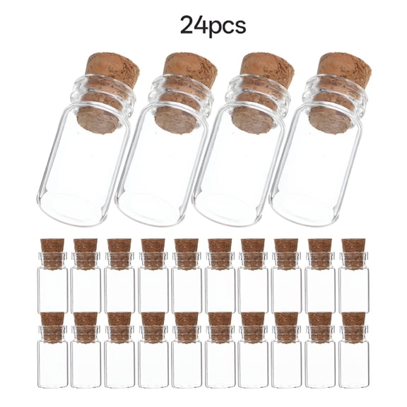 ACDANC 2026 New 24Pcs Small Glass Bottles with Cork Lids Mini Glass Wishing Bottles Message Glass Bottles Tiny Glass Jars with Cork Stopper