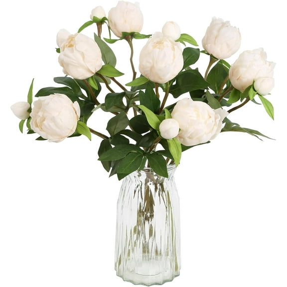 Champagne Artificial Peonies Silk Peonies with Stems Real Look Fake Peonies Artificial Flowers for Wedding Centerpieces Bridal/Baby Shower Party Decorations (Champagne)