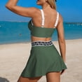 thumbnail image 6 of QIUOMBBP Women's 2 Piece Bikini Set Full Coverage Cropped Sport Bra Top with Mini Skirts Swimsuits for Beach Athletics Army Green XXL, 6 of 6