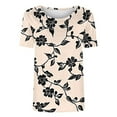thumbnail image 4 of Charella Floral Printed Tops for Women Crew Neck Short Sleeve Shirts Loose Fit Tunic Blouses Casual Comfortable Clothes (2XL, Khaki 2), 4 of 4