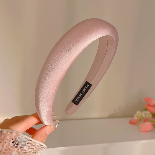 Diadema plisada sencilla para mujer, diadema de alta gama, diadema fina de satén para verano, accesorios para el cabello con sello para lavar el rostro
