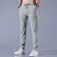 thumbnail image 1 of Men's Ice Silk Trousers Solid Color Mid-Waist Loose Breathable Straight-Leg Casual Pants Thin Quick-Drying Sports Pants, 1 of 7