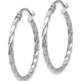thumbnail image 3 of 14K White Gold Wg Twist Polished Hoop Earring (22 X 25.5) Made In Indonesia te566, 3 of 6