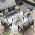 thumbnail image 2 of UDPATIO Aluminum Patio Furniture Set, Contemporary Outdoor Couch Set, Aluminum Patio Conversation Set, Gray, 2 of 11