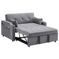 thumbnail image 2 of 55.2" Pull Out Sleep Sofa Bed with Side Storage Pocket Convertible Velvet Loveseat Sofa Sleeper with Dual USB Port and Cup Holder Adjustable Backrest for Living Room Apartments grey, 2 of 9