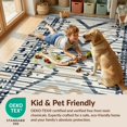 thumbnail image 4 of Design&I 8'x10' Washable Area Rug Sleek Flatweave Pet Friendly Recycled Herringbone Boho Interlocking Motifs Navy Mold Zigzag for King Size Bedroom, Under Bed, 4 of 7