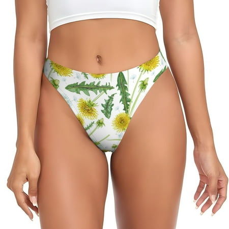 Lukts s Yellow Dandelions for G-String Thongs for Women -Sexy Low-Rise Panties with A Stretchy T-back  Perfect for Any Outfit  Available in XS-4XL-X-Large
