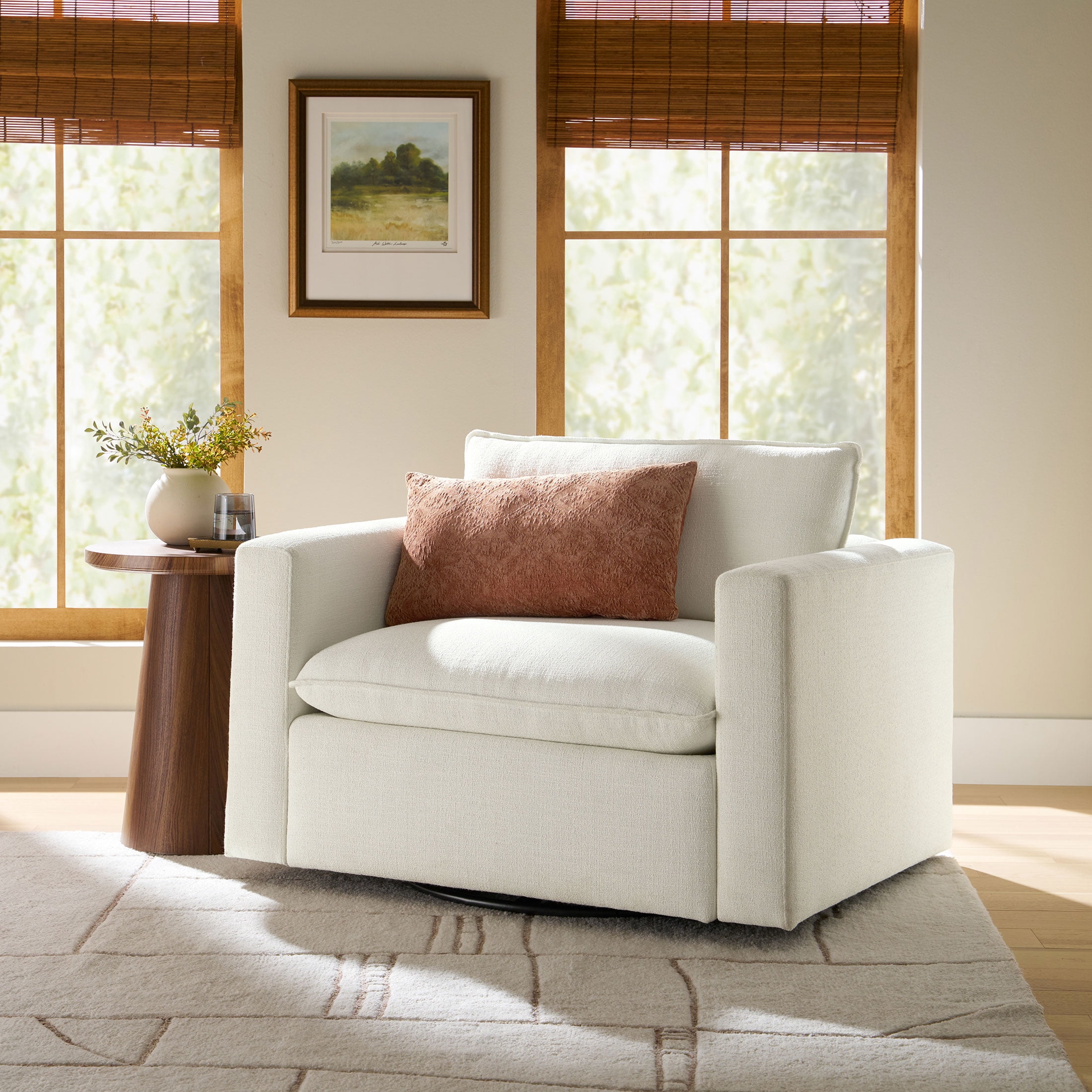 Better Homes and Gardens Weston Cloud Swivel Accent Chair, White